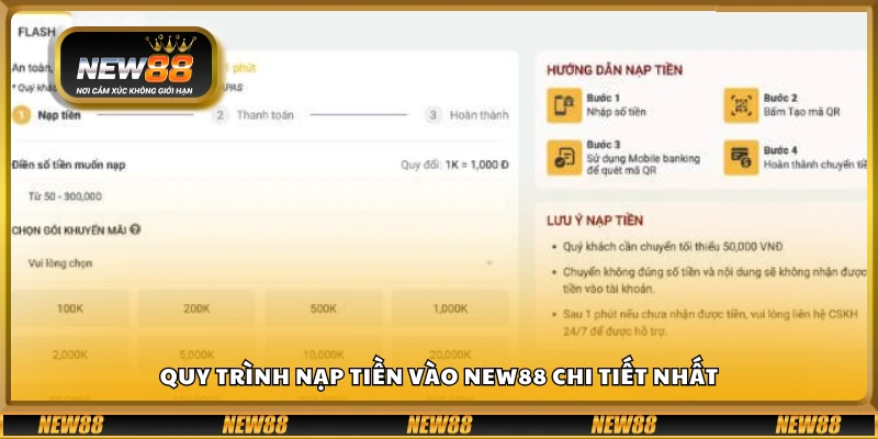 Các bước cụ thể để thực hiện giao dịch nạp tiền tại hệ thống 